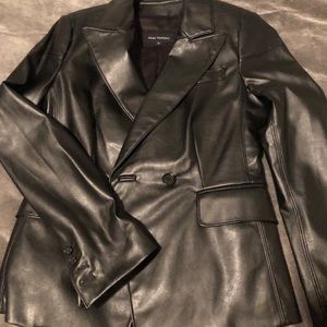 PInk Tartan vegan leather jacket.